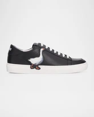 Moschino Men & apos;s Goose Leather Low-Top Sneakers