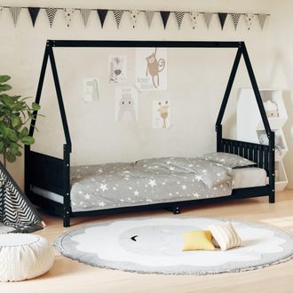 vidaXL Estructura De Cama Para Ni&ntilde;os Madera De Pino Negro 80x200 Cm Vidaxl