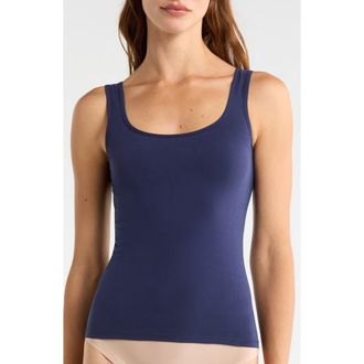 Nordstrom Seamless Cotton Blend Tank in Navy Peacoat at Nordstrom, Size X-Large
