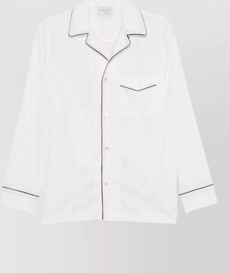 Forte_Forte cotton pajama shirt notched collar piping