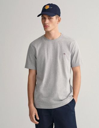 GANT Mens GANT Mens Regular Fit Short Sleeve Shield Logo T-Shirt NOS - 93 Grey Melange - Size: 42