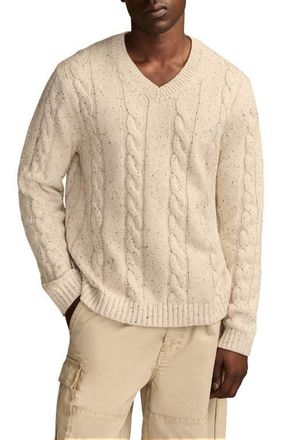 Lucky Brand Neppy Cabled V-Neck Sweater in Turtledove at Nordstrom, Size Small