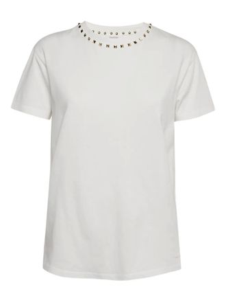 Valentino Rockstud-neckline T-shirt - women - Cotton - S - White