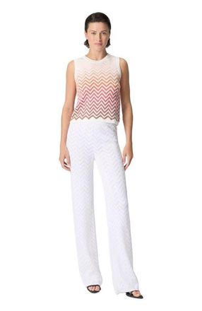 Missoni Straight-leg Stretch Chevron Cotton And Viscose Trousers in White at Nordstrom, Size 42 It