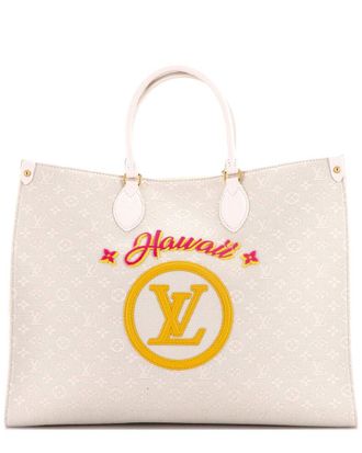 Louis Vuitton Beige Limited Edition Cities Monogram Jacquard & Tuffetage Canvas Onthego Gm (Authentic Pre-Loved)