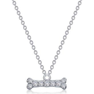 Lafonn Simulated Diamond Dog Bone Pendant Necklace in Silver at Nordstrom Rack, Size 20
