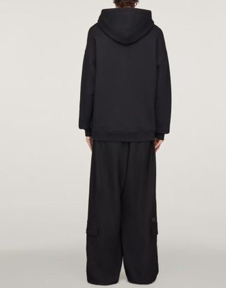 Yohji Yamamoto Mens Merch Graphic Logo Hoodie Black Clothing > Knitwear