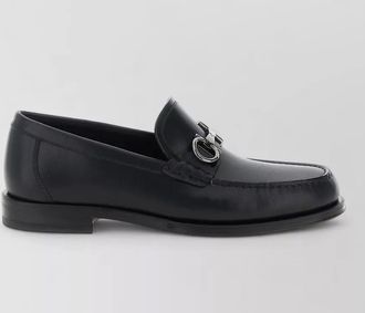 Ferragamo teatro loafers round toe metallic buckle