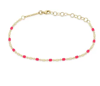 Zo&euml; Chicco Womens Tube Bar Chain Bracelet In Pink Enamel