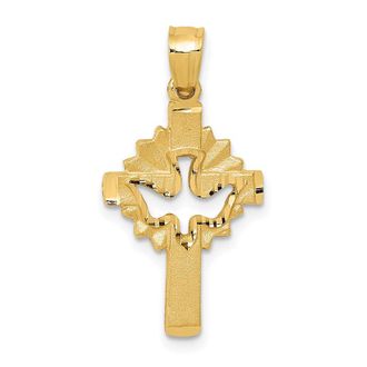 Diamond2Deal 14k Yellow Gold Dove Cross Charm