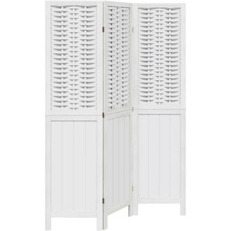 vidaXL Room Divider 3 Panels White Solid Wood Paulownia vidaXL