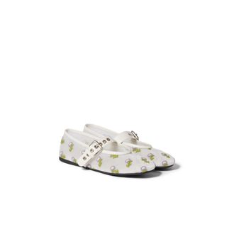 Miu Miu Embroidered Mesh Ballerinas, Woman, White, Size 35,5