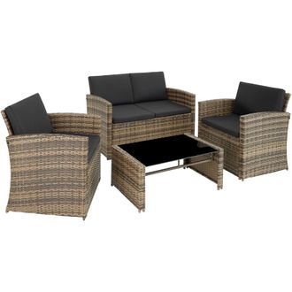 TecTake Garden Furniture Set Jesolo in Natural | Size: 4 Person