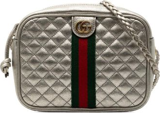 Gucci Pre-owned Gucci Mini Quilted Leather Web Trapuntata Crossbody Ladies 536441 562600