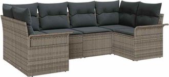 vidaXL Conjunto De Sof&aacute; De Jard&iacute;n Con Coj&iacute;n 6 Pcs Gris Polirat&aacute;n Vidaxl