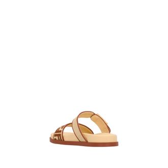 Fendi Feel Slide Sandals - female - Fendi - Flat Sandals - Beige - 5 1/2 UK - Shoes