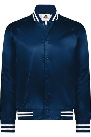 Augusta Sportswear Satin Baseball Jacket Striped Trim