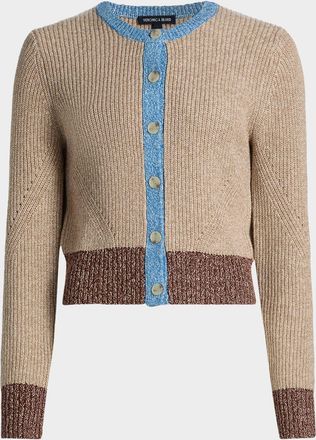 Veronica Beard Ibra Wool-Blend Colorblock Cardigan