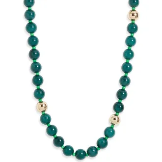 Nordstrom Round Beaded Necklace in Green Multi- Gold at Nordstrom