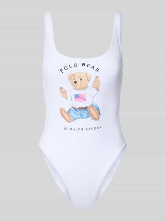 Polo Ralph Lauren Badeanzug mit Polo Bear Motiv-Print in Weiss, Gr&ouml;&szlig;e XL