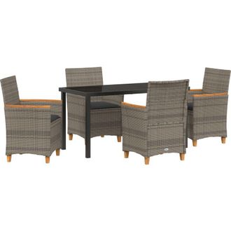 vidaXL Vidaxl - Conjunto De Comedor De Jard&iacute;n 5 Pcs Gris Rat&aacute;n Sint&eacute;tico