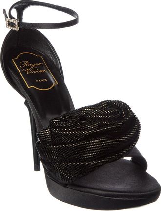 Roger Vivier Rose Satin & Velvet Platform Sandal