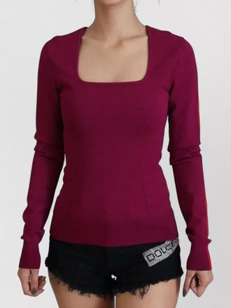 Dolce & Gabbana viscose fine knit striped square neck long sleeve sweater