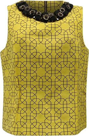 Marni Embellished Top in Yellow Wool