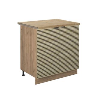 Vicco Armario Bajo Para Fregadero Fame-line, Panel De Roble, 80 Cm Con Estante, Et Roble Vicco