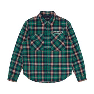 Billionaire Boys Club Light Jackets, male, Green, Size: XL Check Overshirt with Embroidered Logo