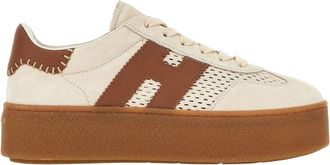 Hogan Beige Brown Cool H698 Allacciato H Perforated Sneakers