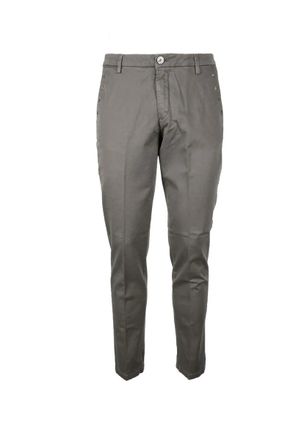Aglini Slim-Fit Tailored Grey Trousers With Mid-Rise Waist