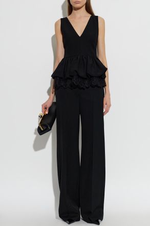 Rotate Top With A Lace Hem, Womens, Black