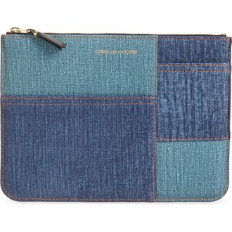 Comme Des Gar&ccedil;ons Denim Pocket Leather Pouch Clutch in Blue at Nordstrom