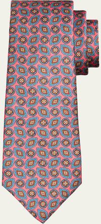 Kiton Mens Intricate Medallion Silk Tie
