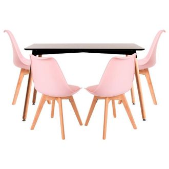 Regalos Miguel Regalos Miguel - Conjuntos De Mesa Y Sillas - Conjunto Mesa Tower Rectangular 120 X 80 Cm Negra Y Pack 4 Sillas Synk Basic - Rosa