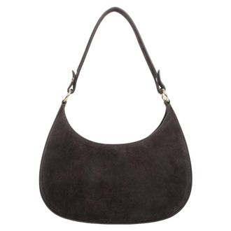 Estro & Luminara Shoulder Bags, female, Brown, Size: ONE SIZE Womens Dark Brown Shoulder Bag made of Premium Genuine Italian Velour Estro Er00118162