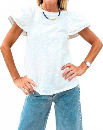 THML Clothing Sweet Breeze Flutter Sleeve Top In White