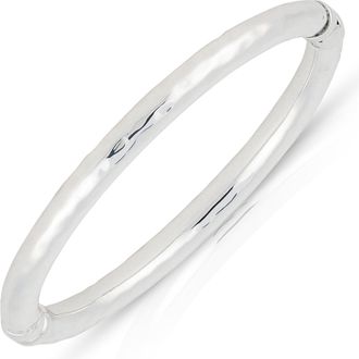 MAX + STONE 925 Sterling Silver 7 Inch Hammered Finish Bracelets with Hinged Clasp