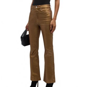 Veronica Beard Womens Carson Kick Flare Jean In Antique Brass