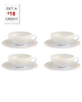 Vista Alegre Ivory Tea Cup And Saucers (Set Of 4) With $18 Credit
