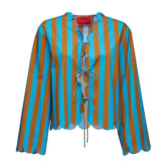 La DoubleJ Overhemden, Dames, Groen, XS, Geborduurde Dubbele Blouse