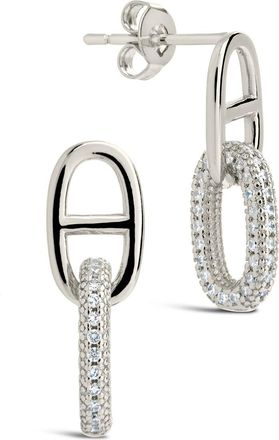 Sterling Forever Reina CZ Chain Link Drop Stud Earrings