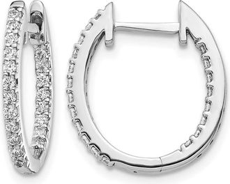 Diamond2Deal 14k White Gold 1/2 Ct Lab Grown Diamond In and Out Hinged Hoop Earrings
