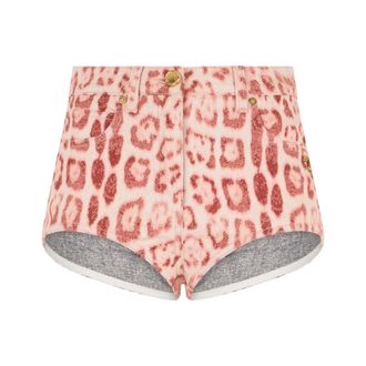 Roberto Cavalli Jaguar Print Shorts - female - Roberto Cavalli - Denim Shorts - Pink - S - Shorts