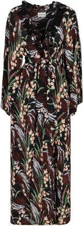P.A.R.O.S.H. Bloemenprint Crepe Jurk met Pailletten - Dames - Maxi kleedjes - Veelkleurig - L - Pailletten - Kleedjes
