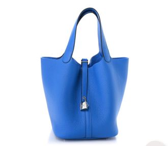 Herm&egrave;s Picotin 26 in Blue Clemence Leather with Palladium Hardware