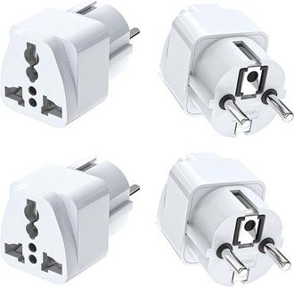 OEM Adaptador De Enchufe Universal De Viaje De 4 Piezas Para Europa, Ee. Uu., Reino Unido Y M&aacute;s - Blanco