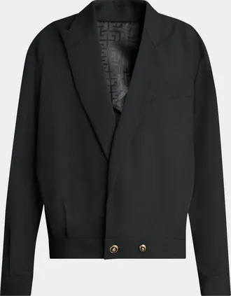 Balmain Men & apos;s Peak Lapel Grain de Poudre Blazer
