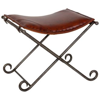 Wanderlust Deco Taburete Marr&oacute;n Con Patas De Metal 50x45x45h Cm